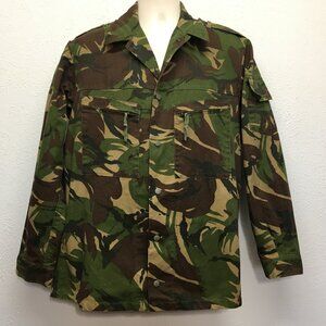 VTG Woodland DPM Camo Dutch Military Jacket Combat Coat Medium Long Snap Front